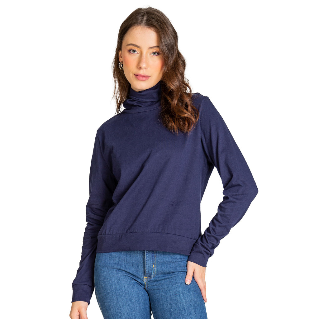 Blusão Gola Alta Infinita Cor Feminino Azul