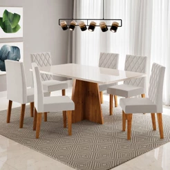 Mesa de Jantar 6 Lugares Antonella com Vidro - Viero Móveis