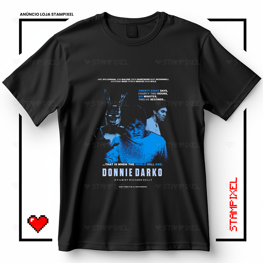 Camiseta Unissex Donnie Darko Coelho Frank Blusa Geek Nerd Filme Cult Suspense Streetwear T-shirt Camisa 100% Algodão