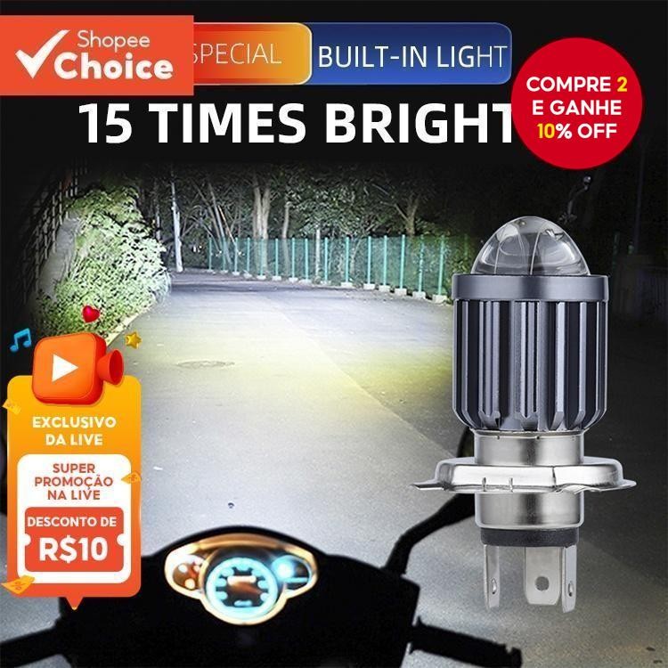 Lâmpadas De Farol De Motocicleta HCC_Howdi-H4/H6 CSP 12V LED Super Brilhante 12000LM