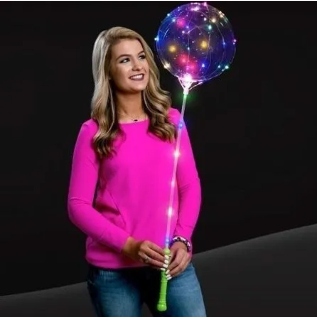 Balão Bubble Transparente 20 Polegadas Com Led Bastão e Varetas Festas Decoração