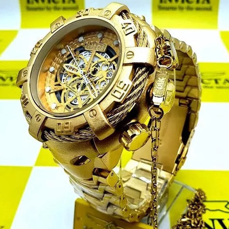 Relógio Invicta Thunderbolt Skeleton Todo Dourado  relógio elegante grande