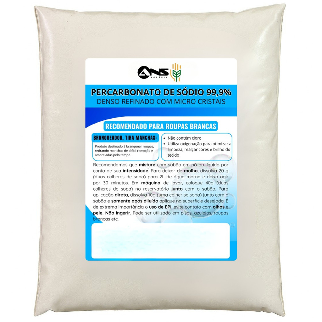 Percarbonato de Sódio 99,9% 1kg Alto Poder de Limpeza Marca ANS
