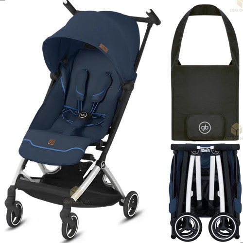 Kit Carrinho Bebê Gb Pockit+ All-city Night Blue Com Bolsa