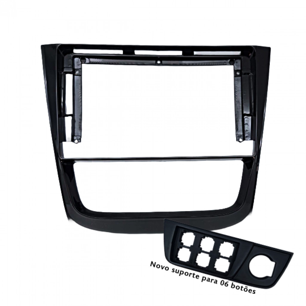 Moldura 9" VW Gol, Saveiro e Voyage G6 (Com suporte com 6 botões) - Black Piano em Oferta na Shopee