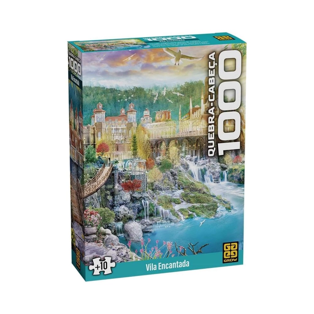 Quebra-cabeça 1000 peças Vila Encantada Grow - 04922 em Oferta na Shopee