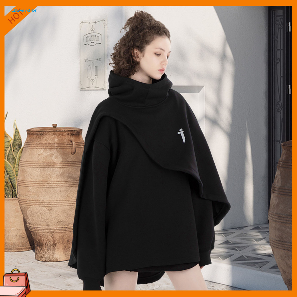 Long-sleeved Pullover Hoodie Hooded Sweatshirt Mechanical Style Unisex with Irregular Design for Sports Street Wear Tren