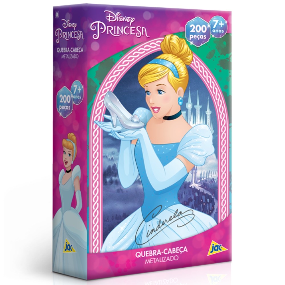 QUEBRA CABEÇA METALIZADO PRINCESA CINDERELA DISNEY 200 PEÇAS TOYSTER PUZZLE FILMES CRIANÇAS MENINAS em Oferta na Shopee