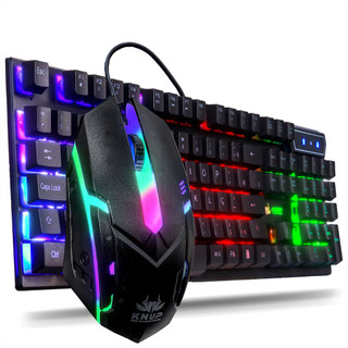 Kit Gamer Teclado Semi Mecânico + Mouse 2400dpi Usb Rgb Iluminado Jogos Pc