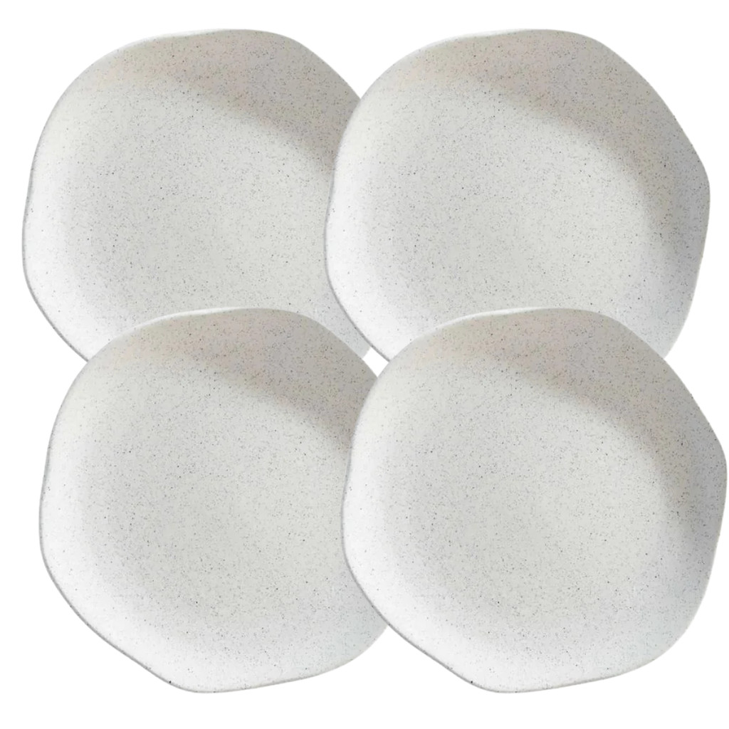 Jogo de Pratos Sobremesa 20cm Kit 4 Peças Orion Offwhite Florarte