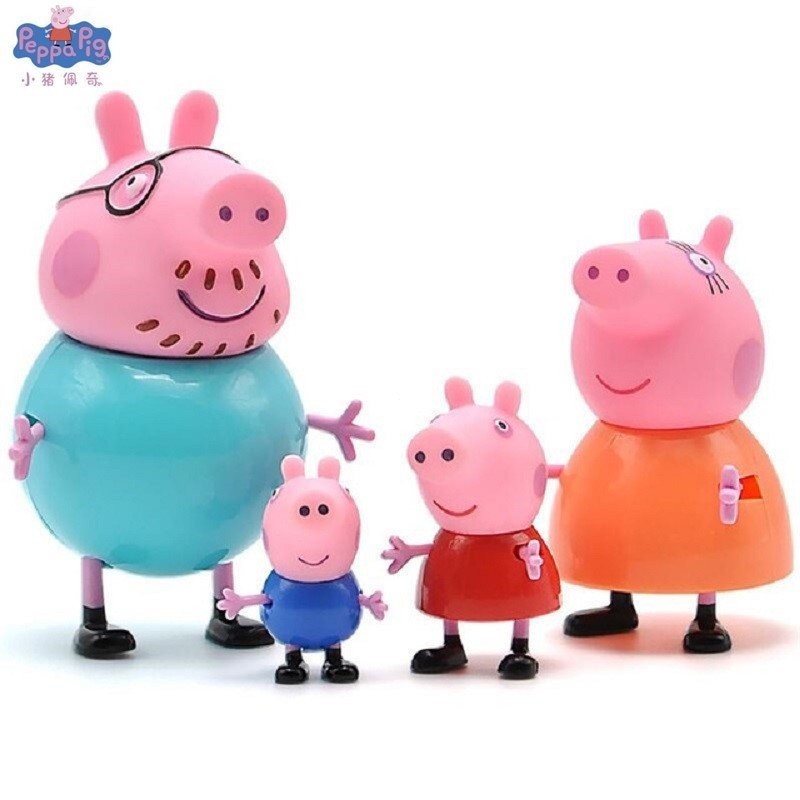 [Em Estoque Frete Grátis] Conjunto Família Peppa Pig Porco Rosa Conjunto Família Peppa Pig Mamãe Papai Figuras de Ação P