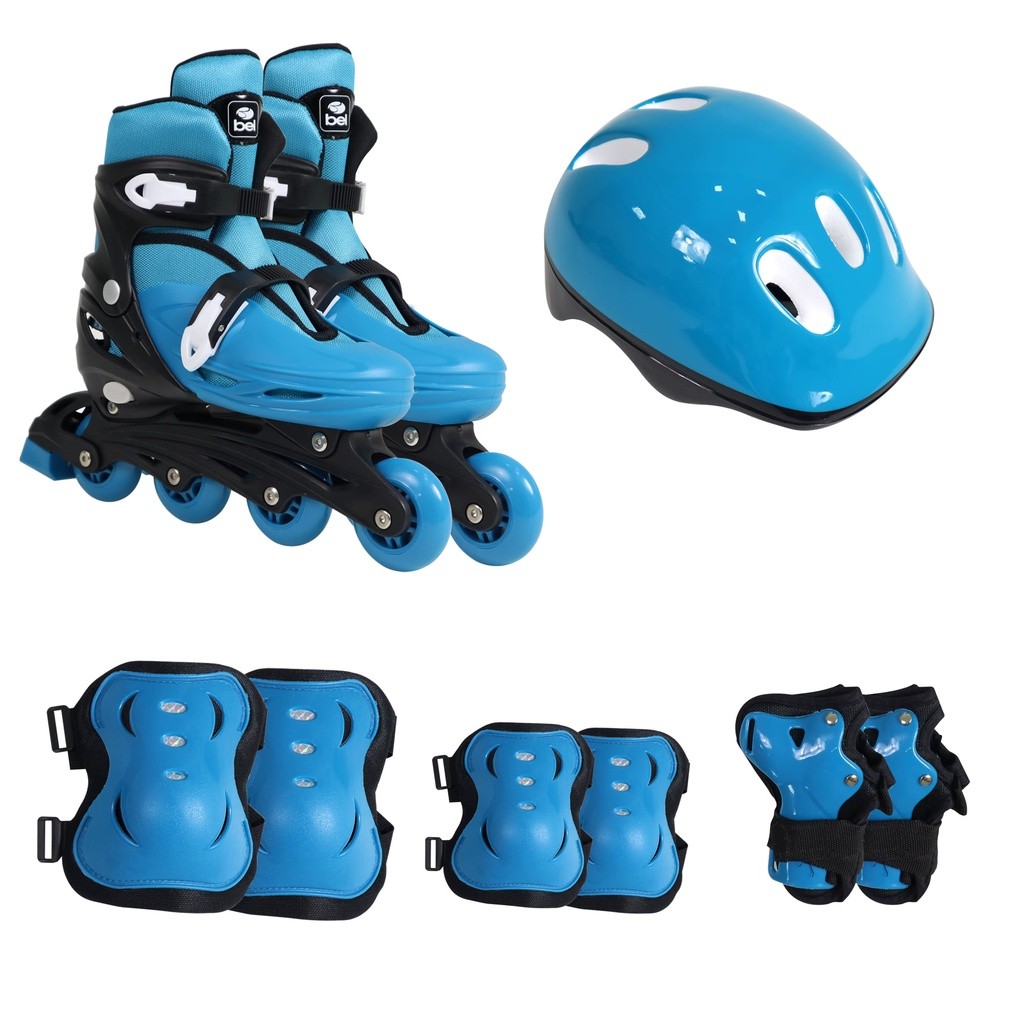 Kit Roller In-line Completo Patins Radical G (37-40) Azul  Esporte e Laser