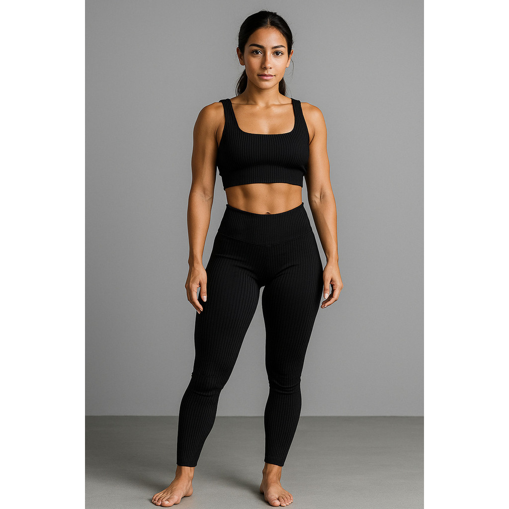 Conjunto Fitness Canelado Gringo Poliamida Tendência Cross