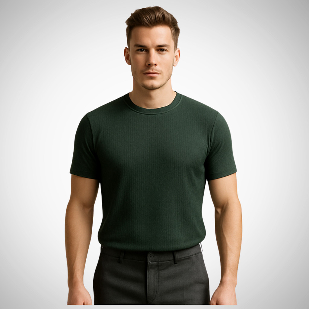 Camisetas Canelada Masculina Básica Texturizadas Casual para o Dia a Dia