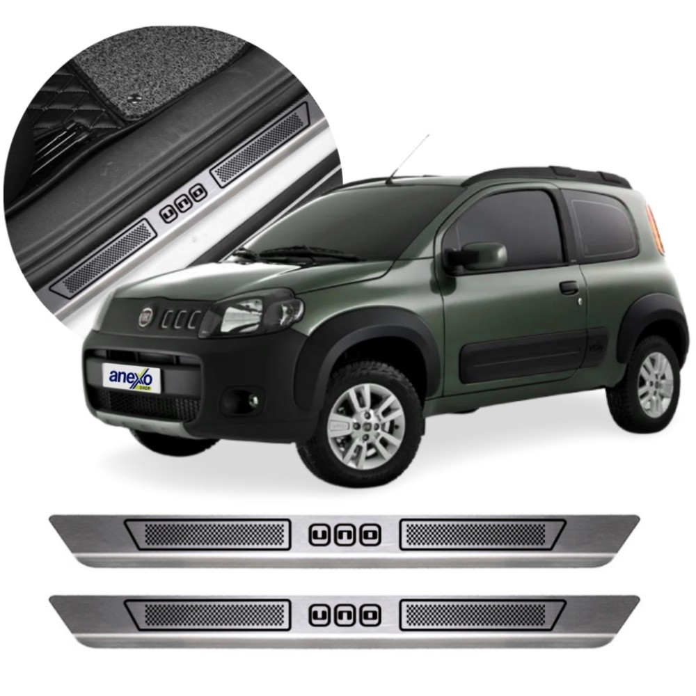 Soleira Portas Fiat Uno 2010 a 2021 Sofisticar SL162 Aço Inox Prata Jogo