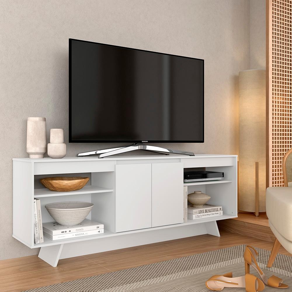 Rack 1,60m 55 Polegadas Tulum Branco - Móveis Arapongas em Oferta na Shopee