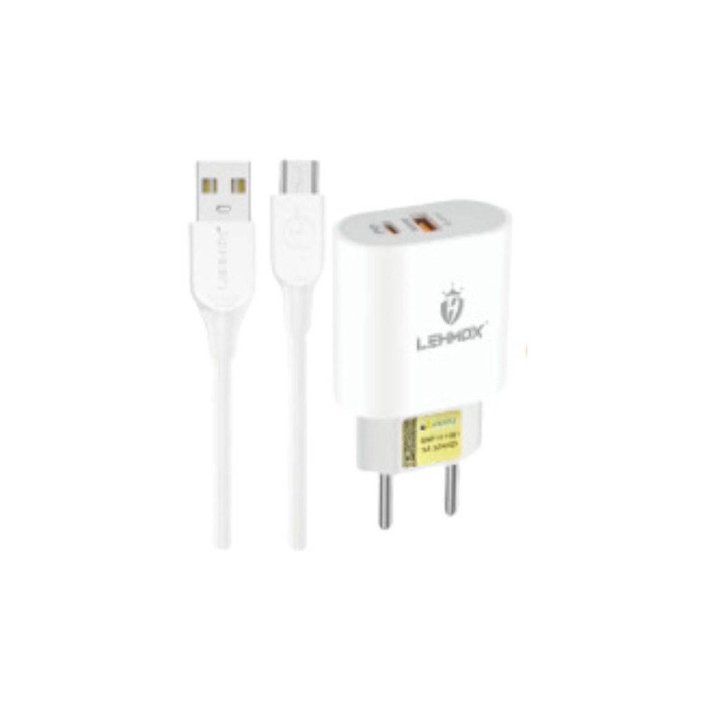 Carregador Celular Turbo Power Le-156 C/ Fonte 40w Tipo C/usb  +  Cabo 1m Usb/ Tipo C Lehmox