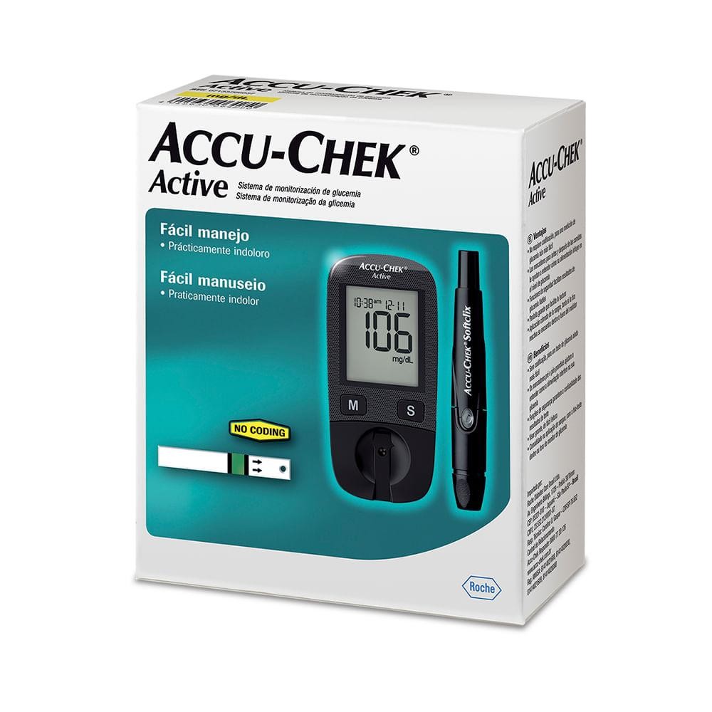 Kit Sistema de Monitorização da Glicemia Accu-Chek Active + Tiras-teste 10 Unidades em Oferta na Shopee