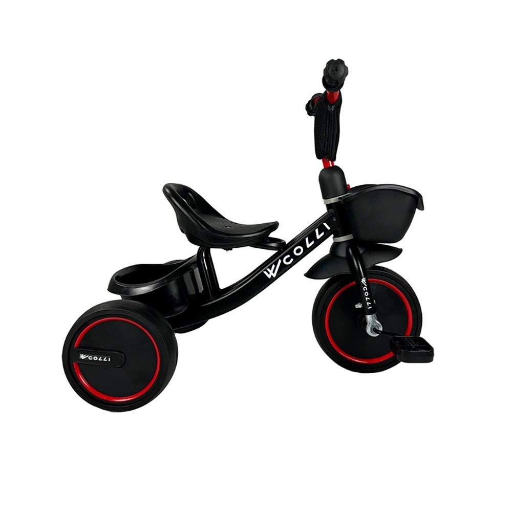 Bicicleta Infantil Colli Triciclo Kim Aro 12 - Quadro de Aço Carbono, Duplo Cesto, Preta