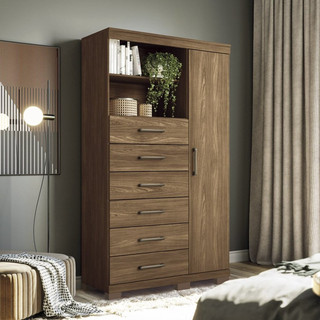 Multi-cômoda 1 Porta 6 Gavetas Marabá com Pés Jatoba em Oferta na Shopee