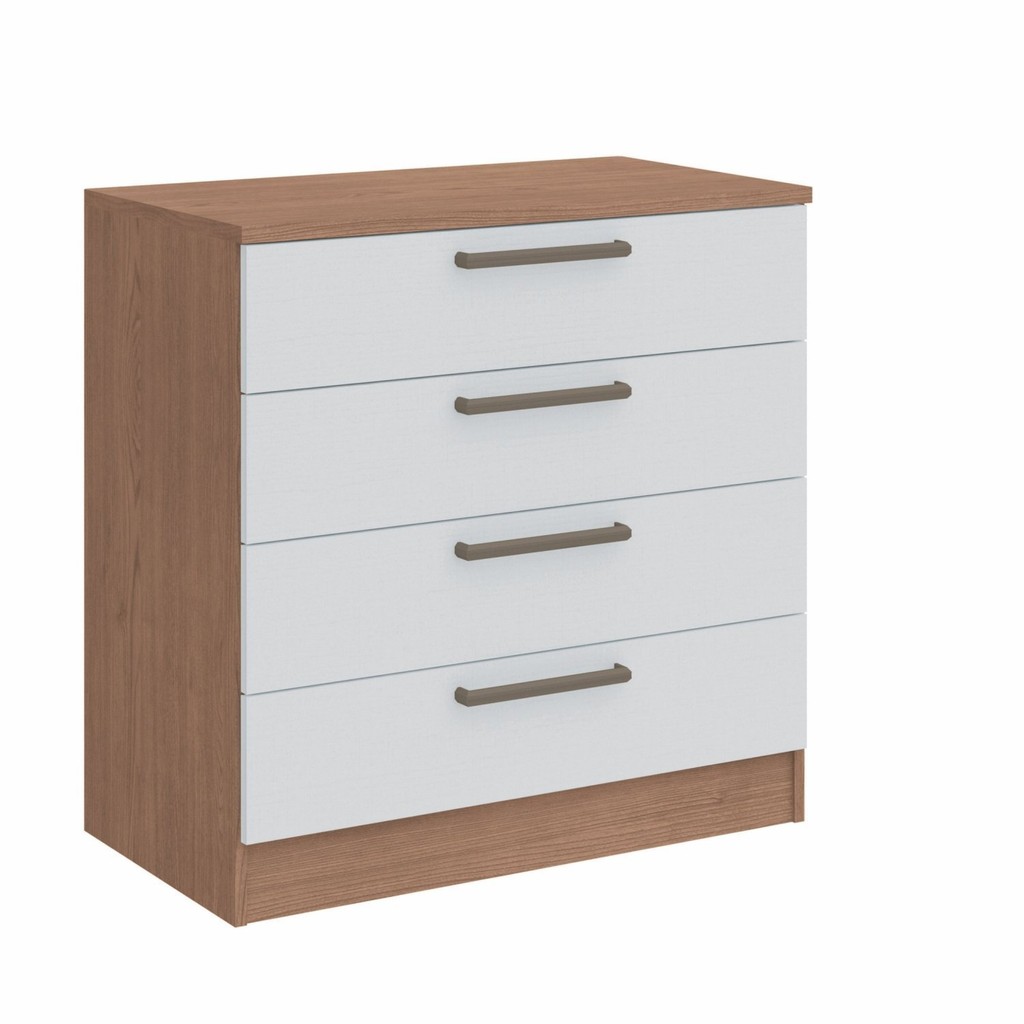 Cômoda Módulo Inferior 4 Gavetas Requinte+ 100% MDF Macadâmia/Branco Line em Oferta na Shopee