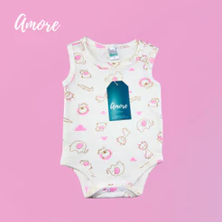 Roupa de Bebê Body Regata Safari Rosa Menina Fresquinho Verão