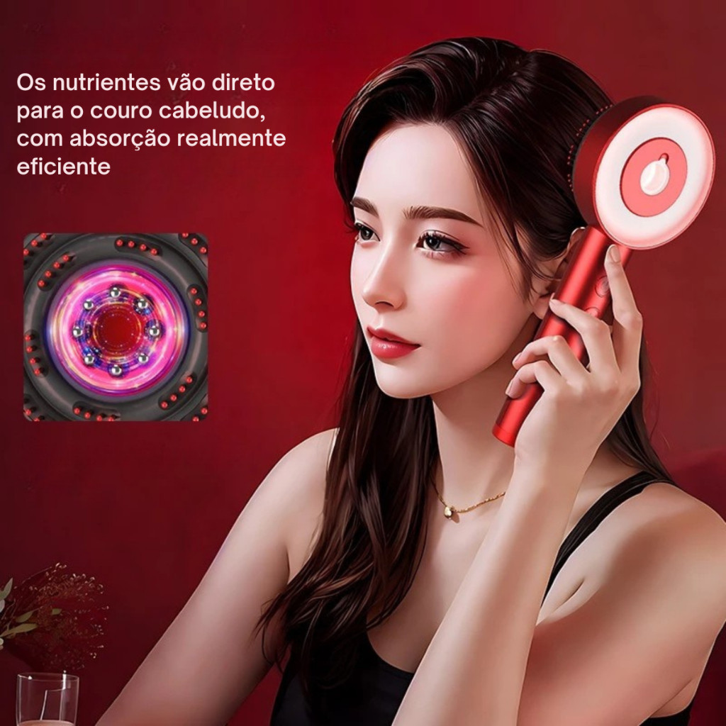 Pente De Massagem Elétrico LED De Couro Cabeludo Cabeça De Escova Líquida Macia Para Aplicador De Crescimento De Cabelo em Oferta na Shopee