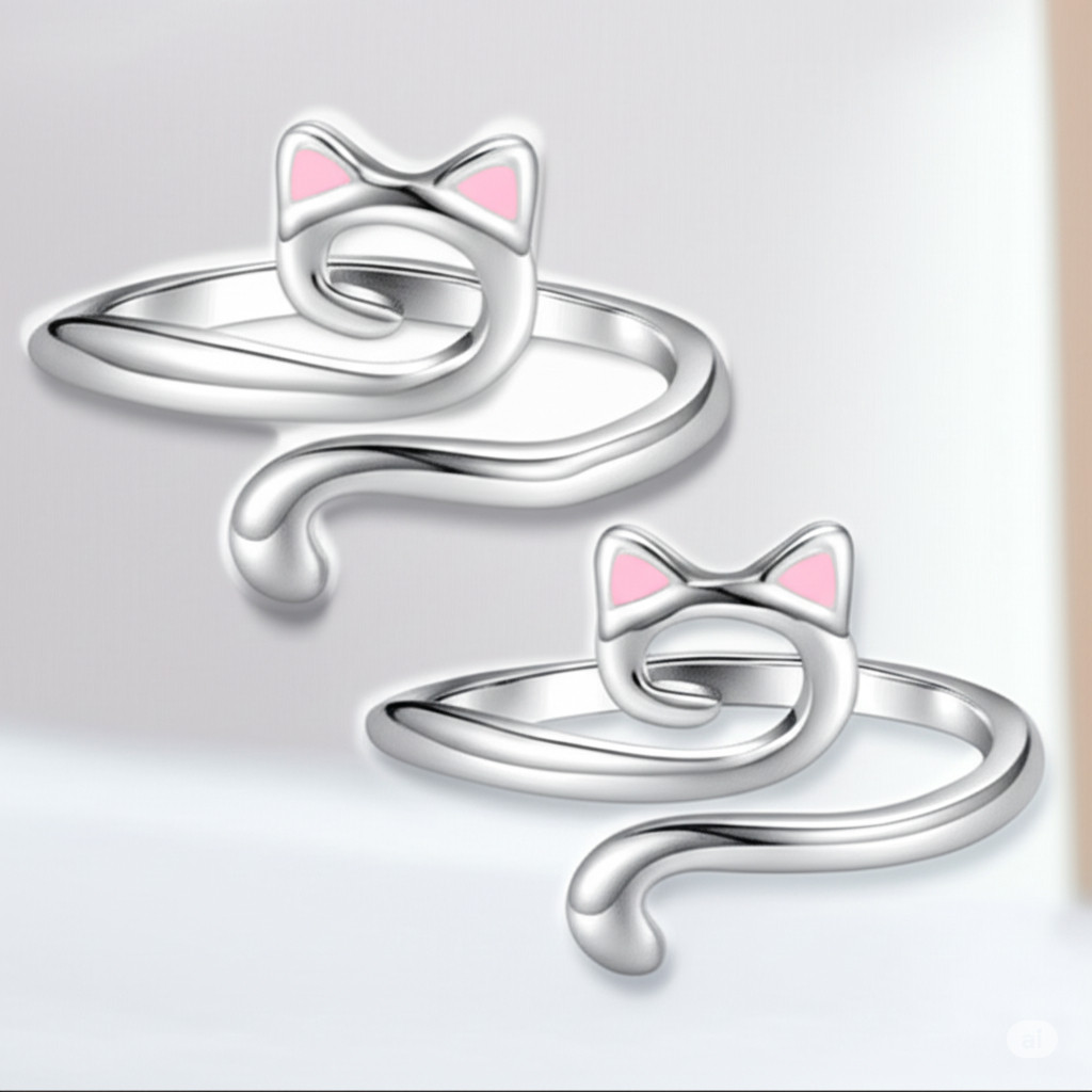 Anel De Crochê Tricô Bordado Ajustável De Gato em Oferta na Shopee