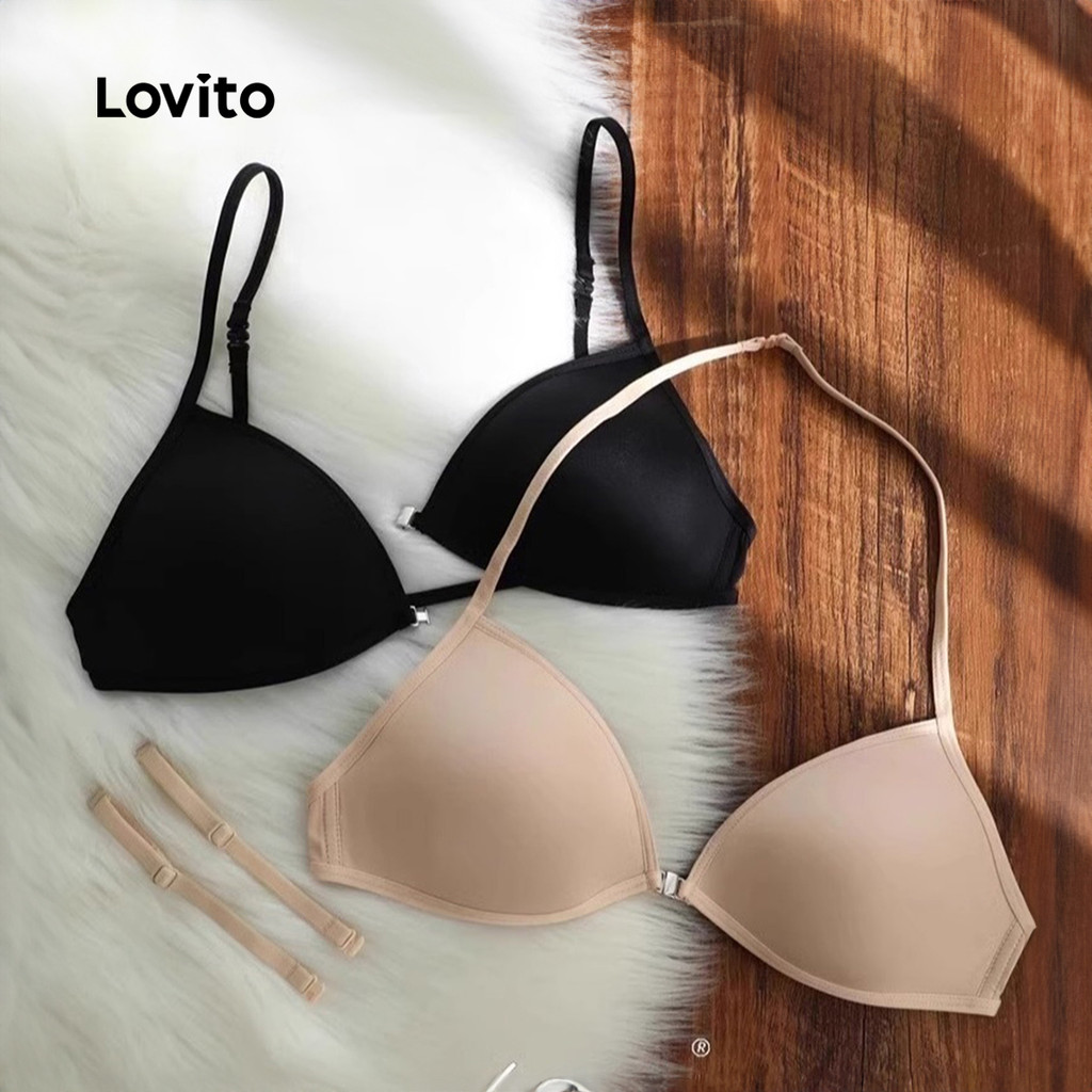 Lovito Sutiã Bralette de Pele Macia Anti-sagging para Todas As Estações para Mulheres LCS25A154 em Oferta na Shopee