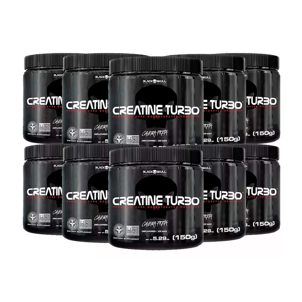Combo 10 Creatina Turbo Black Skull Monohidratada - 150g