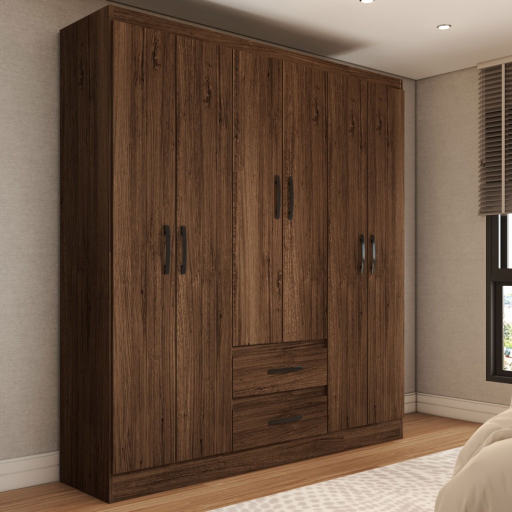 Guarda-Roupa Solteiro Elise 6 Portas 2 Gavetas - Panorama Móveis em Oferta na Shopee