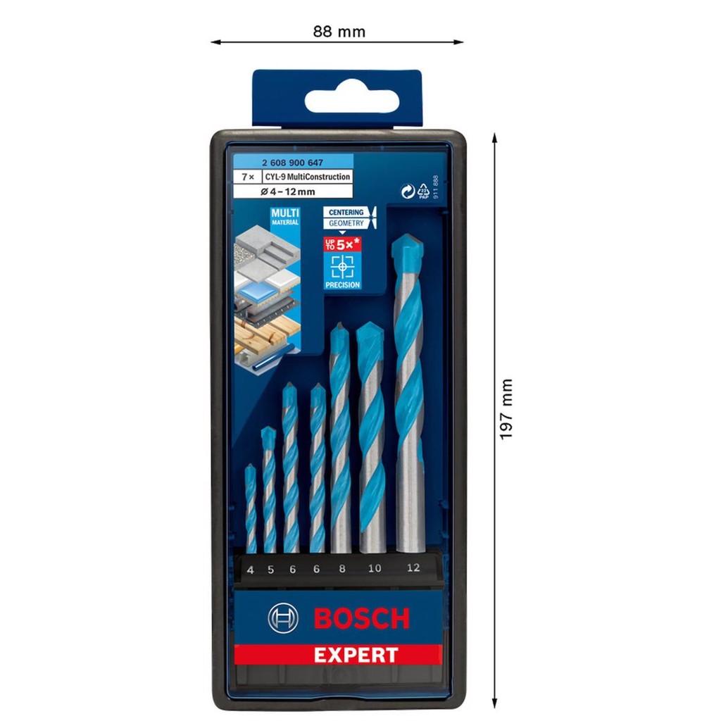 Jogo Brocas Bosch EXPERT CYL-9 MultiCons Ø 4-5-6-6-8-10-12mm
