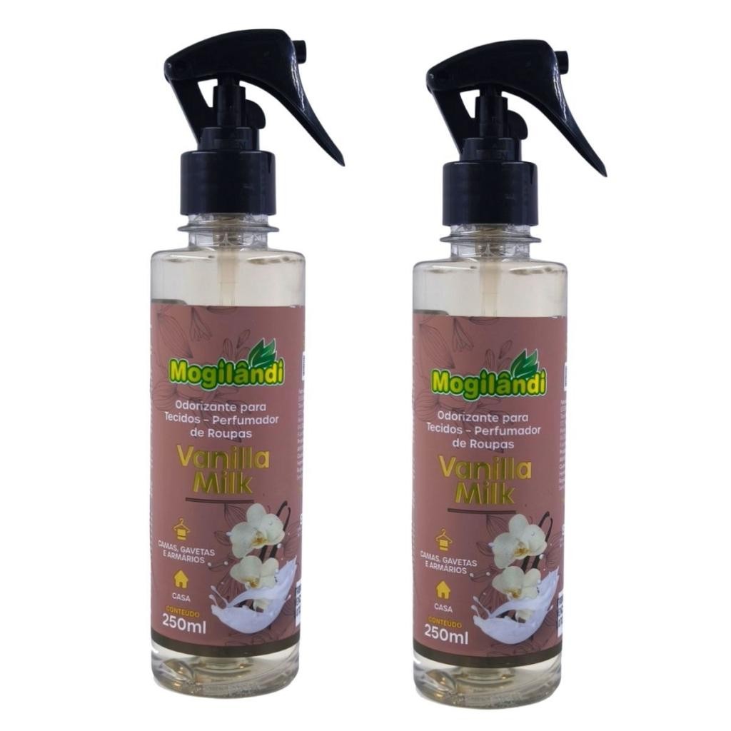 Kit 2 Odorizante para Tecidos Mogilandi Vanilla Milk 250ml em Oferta na Shopee