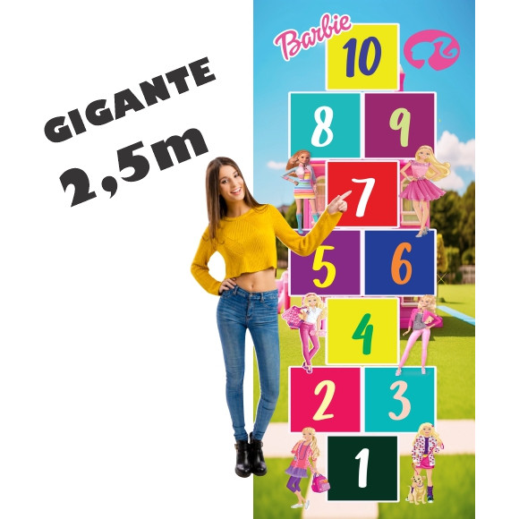 Lindo Tapete jogo da Amarelinha Infantil Em Lona Grande, Barbie, Presente meninas, aniversário, dia das crianças, natal
