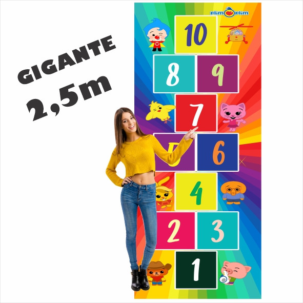Lindo Tapete Jogo da Amarelinha Infantil Em Lona Palhaço Plim Plim, Presente Aniversário, Natal, Dia das Crianças, Brinq