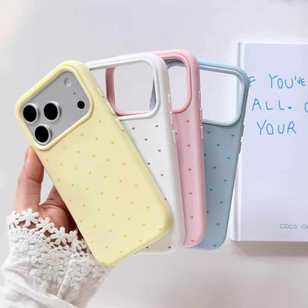 INS Estilo Simples Amor Coração Caso Para iPhone 17 16 15 14 11 12 13 Pro Max Plus Cor Silicone Líquido Capa Macia