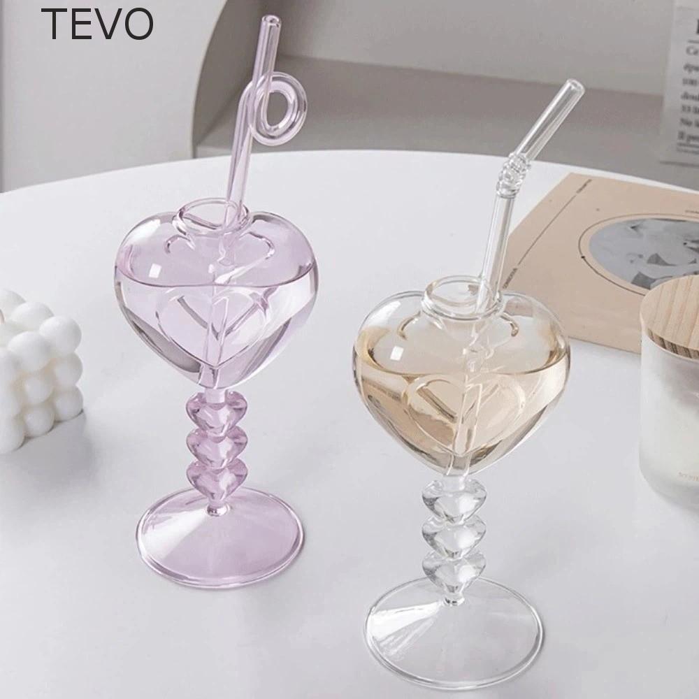Vidro Em Forma De Coração TEVO , Copos De Coquetel Transparentes Românticos , De Bebida De Suco De Grande Capacidade Com