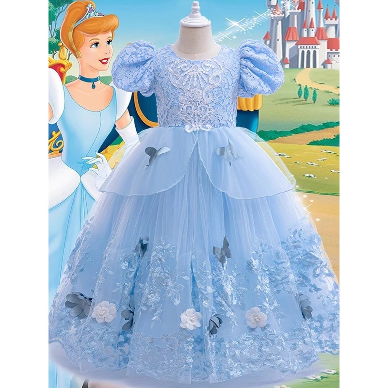 Meninas Disney novo estilo cinderela renda vestido de princesa crianças Elsa vestido de princesa seis um traje Halloween