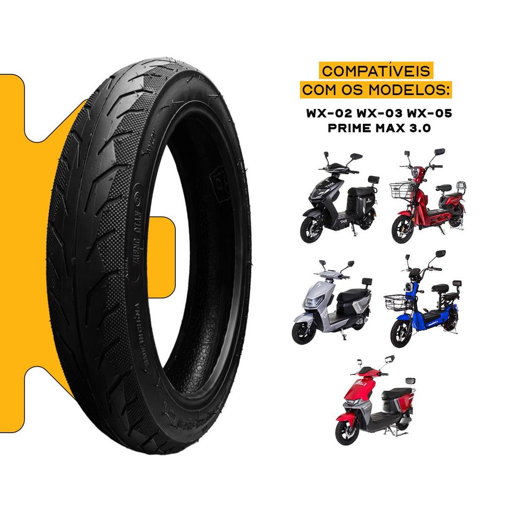 Pneu Para Bicicleta Elétrica Scooter 2.50 Aro 10/14 Wehawk S/ Câmara
