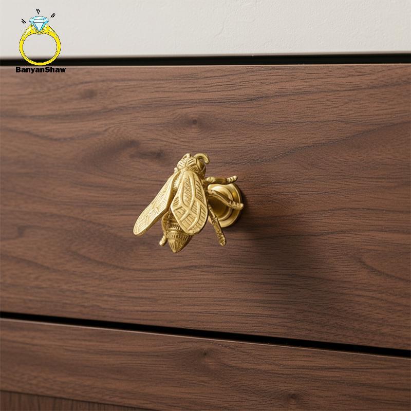 [BANY] Criativo Retro Abelha Maçaneta De Latão Vintage Único Furo Maçanetas De Porta De Armário Ouro Móveis Hardware Gav