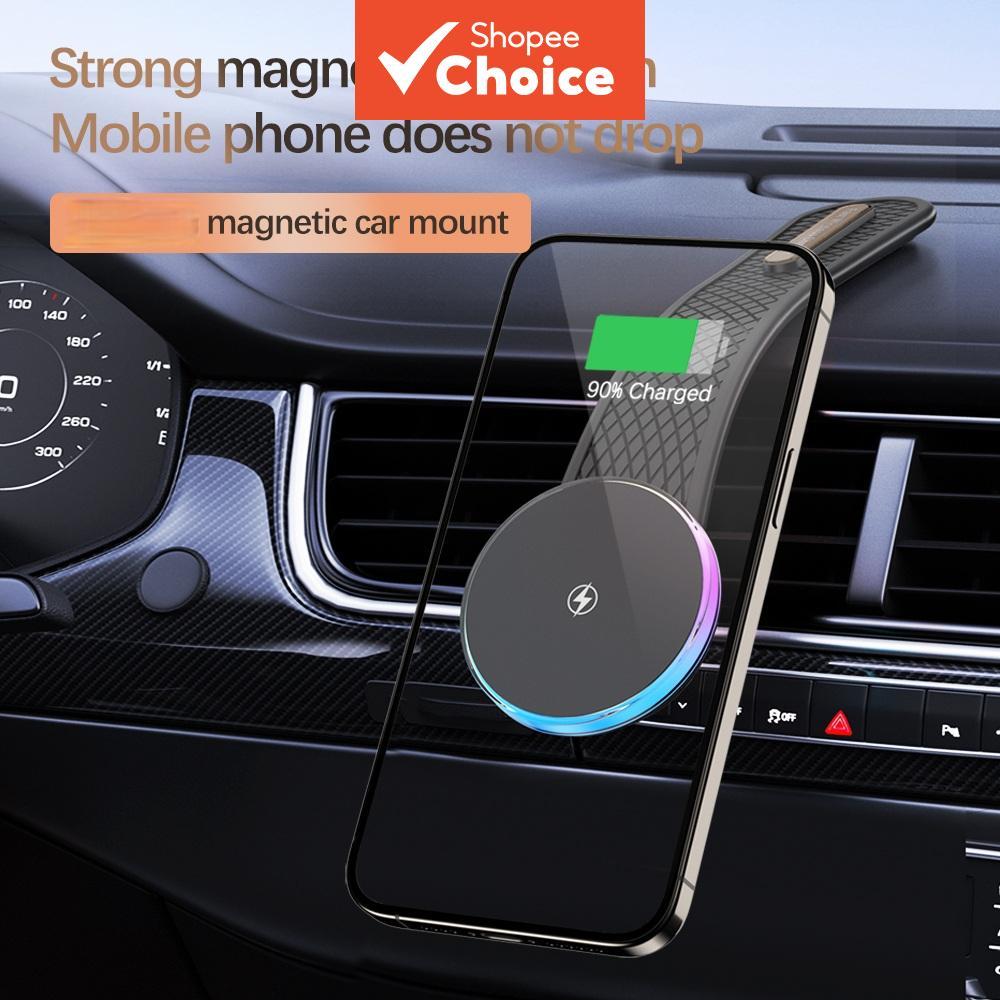 Suporte Magnético para Carregador Wireless Veicular, Estação de Carregamento Rápido e Suporte para Celular para iPhone