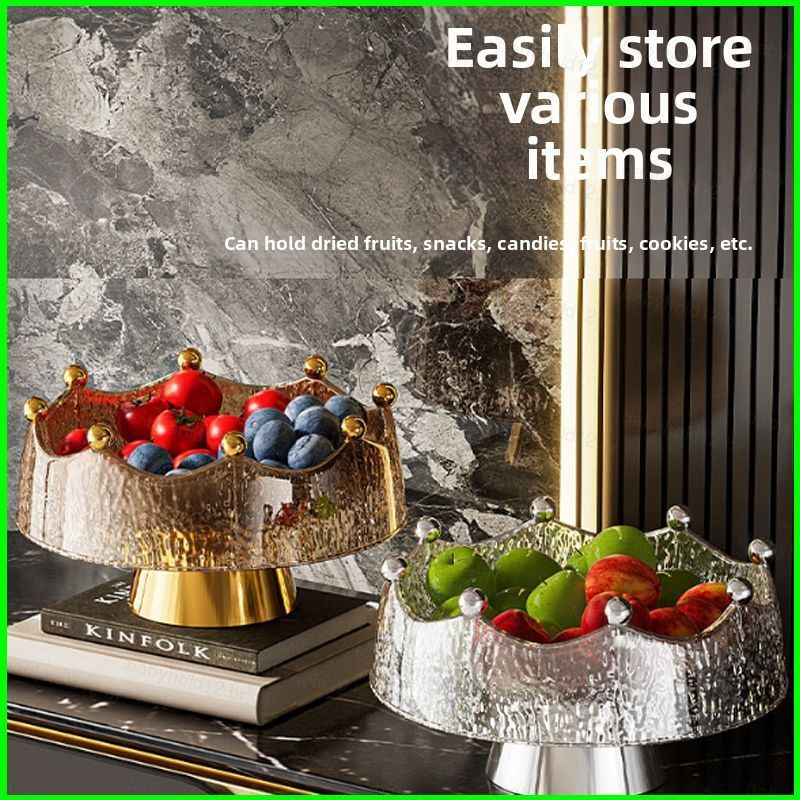 BB12 Crown PET Fruit Bowl Com Bandeja De Drenagem Para Doces E Nozes Garfos Casa Sala De Estar Mesa Decorativa BB12