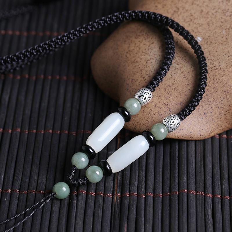Colar tecido à mão corda cordão Pixiu pingente com corda masculino feminino colar grosso corda pendurado pescoço Jade pi