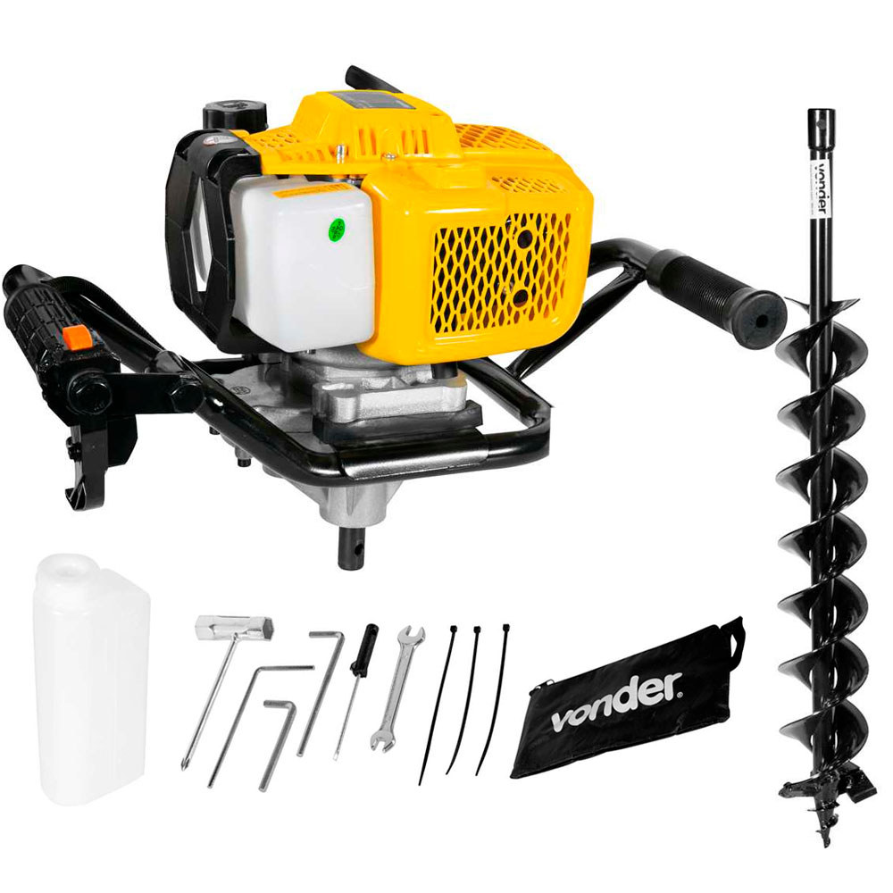Kit Perfurador de Solo Profissional Vonder PSV520 2HP Broca Profissional 100x800mm Duplo Espiral