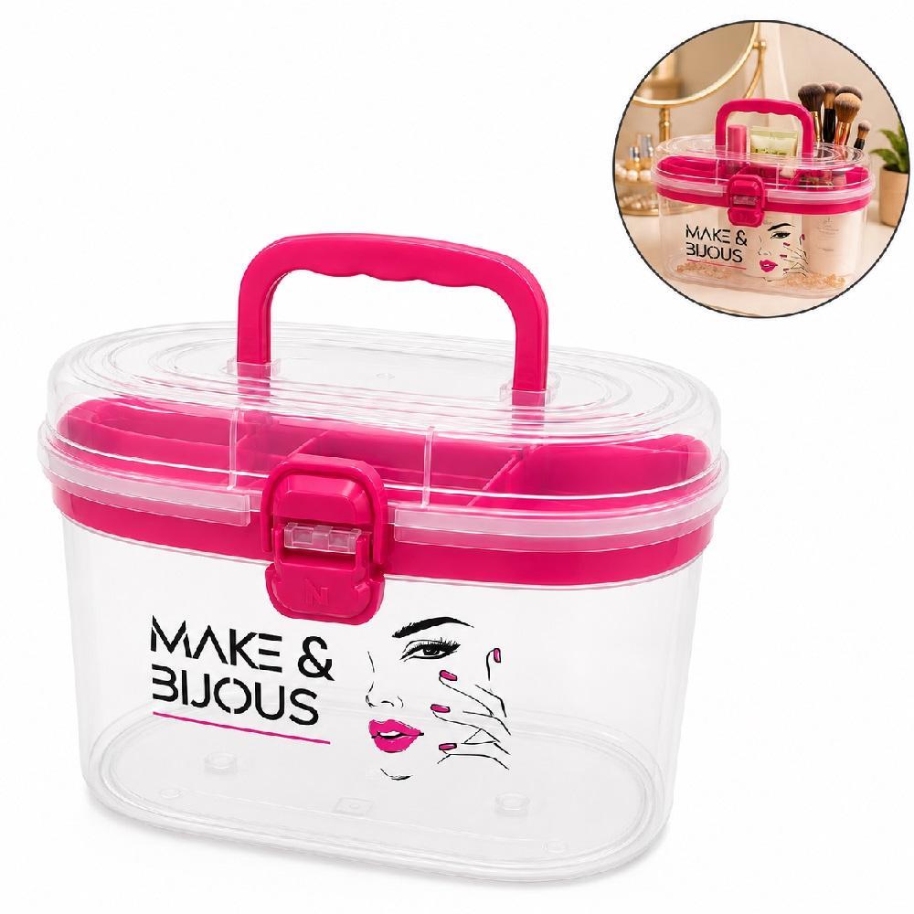 MALETA MAQUIAGEM FRASQUEIRA ORGANIZADORA COSMESTICOS BANDEJA REMOVIVEL CAIXA MULTIUSO PORTA ACESSORIOS COSTURA MANICURE