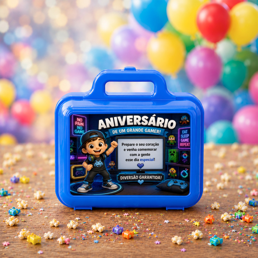 Kit 5 Maletinhas Gamer Personalizadas Festa Infantil