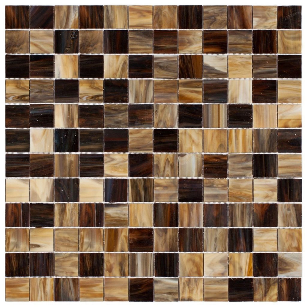 Pastilha de Vidro Caravaggio de 30cm X 30cm Rende  Glass Mosaic Bege/Marrom