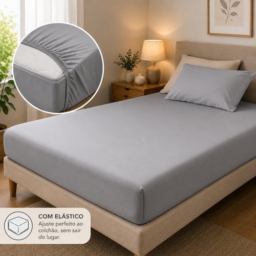 Capa Impermeavel Protetora Colchao Solteiro Com Elastico Ajuste Perfeito Cinza Antialergica Impermeavel Protege Contr...