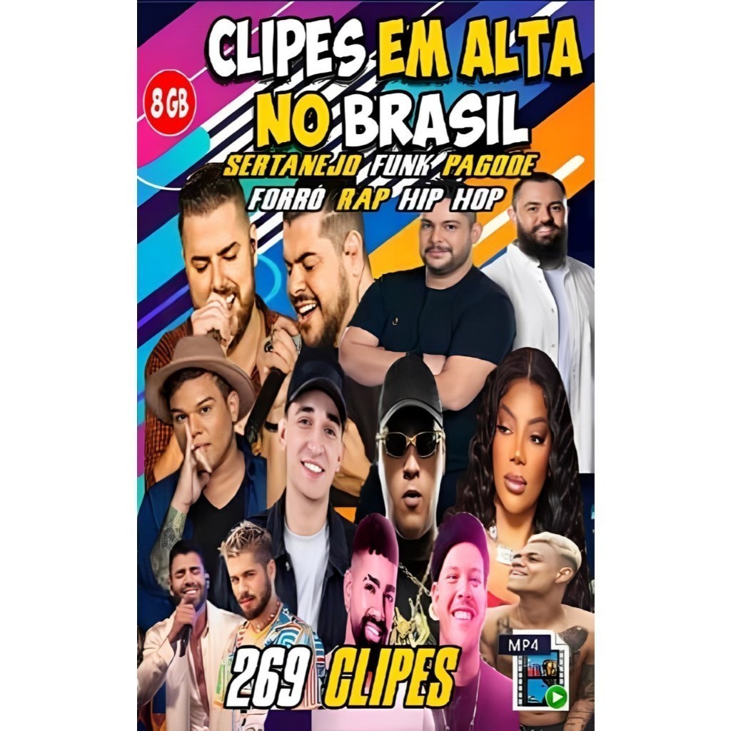 Pendrive com 200 Clipes em Alta no Brasil – Sertanejo, Samba, Pagode, Forró – Formato MP4