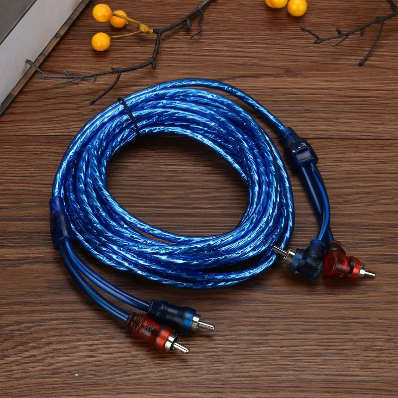 Cabo Amplificador de Áudio para Carro para Sistema de Cinema em Casa Digital Estéreo Hi-Fi, Cabo de Áudio com 2 Conector
